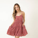 Tiered Floral Dress for Women in Red