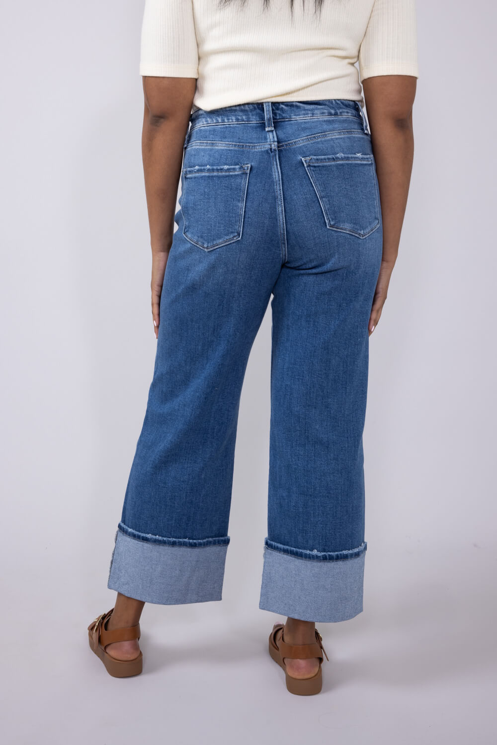 Flying Monkey High-Rise 90’s Vintage Cuffed Flare Jeans for Women
