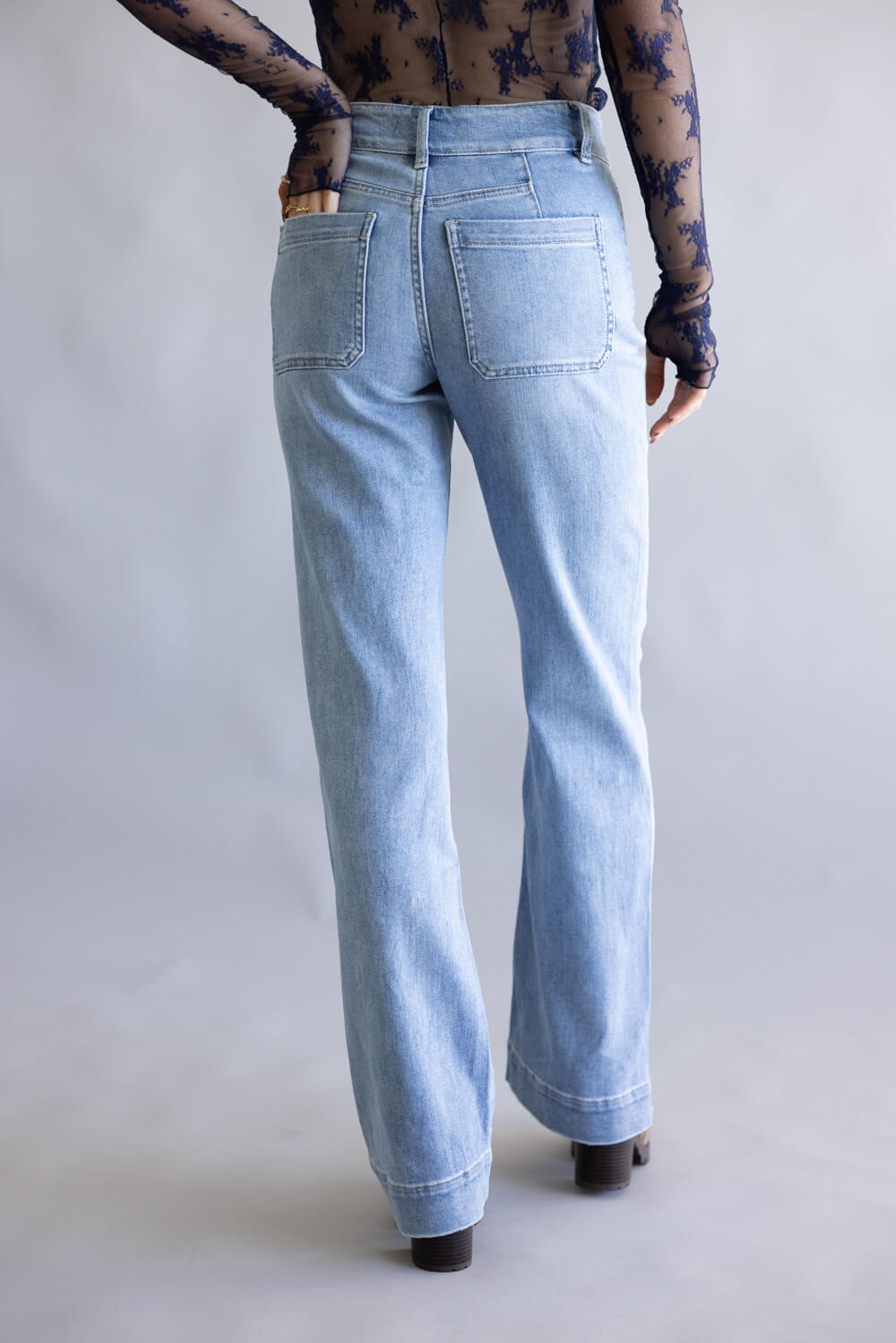 Flying Monkey High-Rise Patch Pocket Flare Jeans for Women