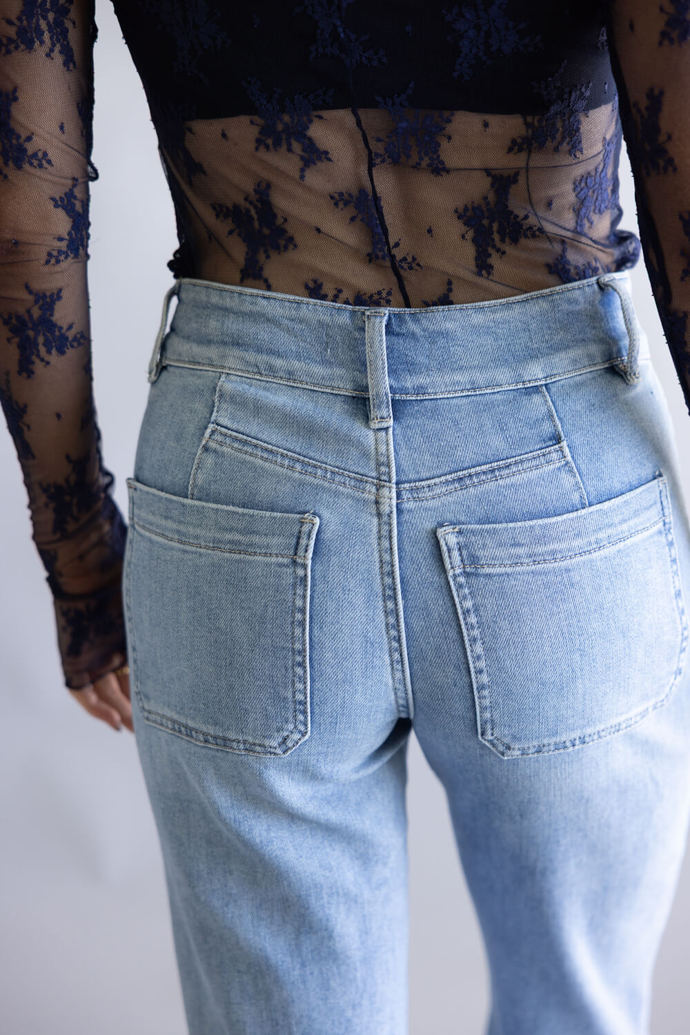 Flying Monkey High-Rise Patch Pocket Flare Jeans for Women