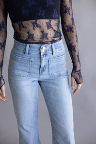 Flying Monkey High-Rise Patch Pocket Flare Jeans for Women