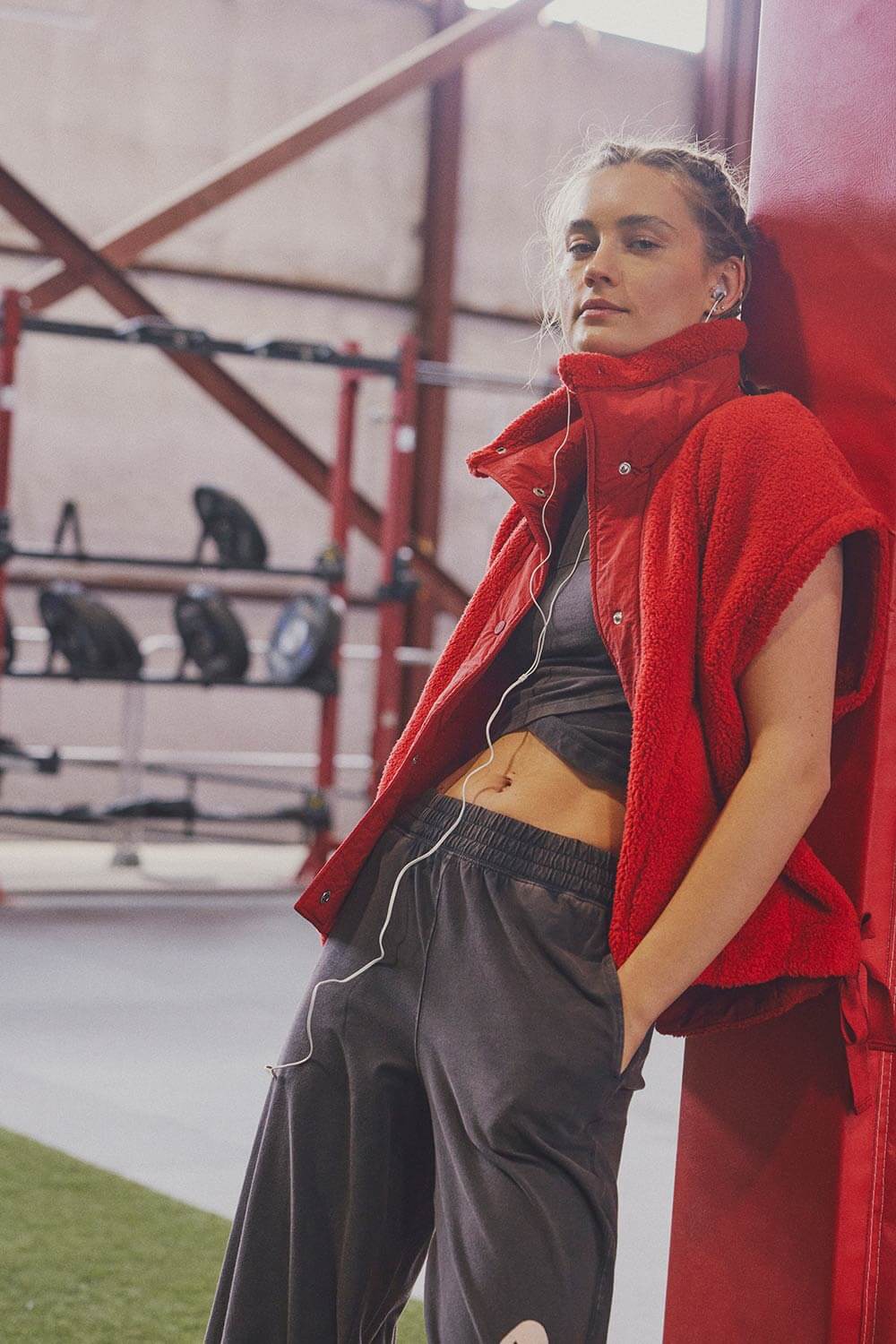 FP Movement Scout It Out Fleece Vest for Women in Cranberry