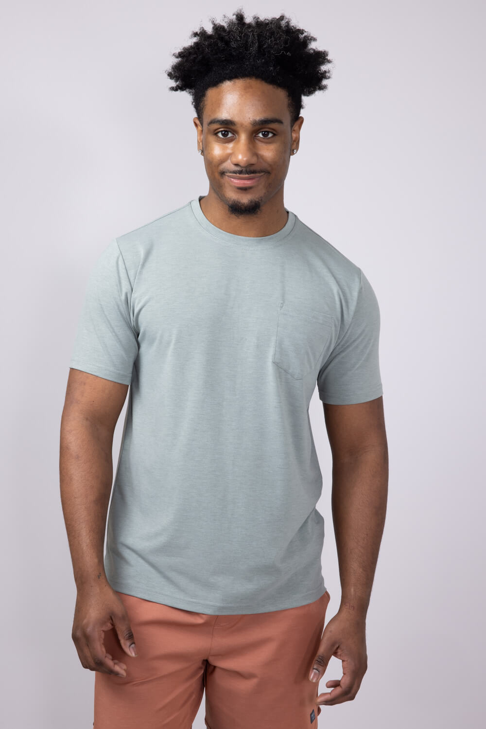 Free Fly Bamboo Flex Pocket T-Shirt for Men in Heather Green