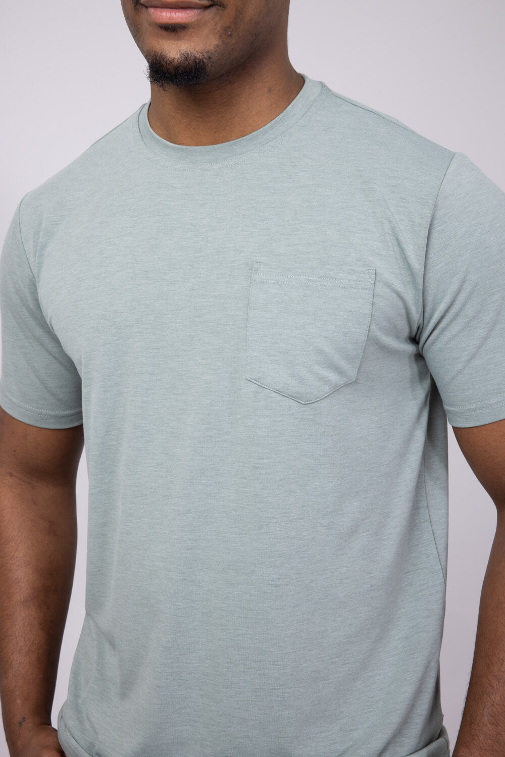 Free Fly Bamboo Flex Pocket T-Shirt for Men in Heather Green