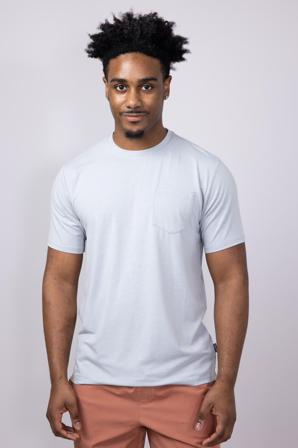 Free Fly Bamboo Flex Pocket T-Shirt for Men in Heather Grey