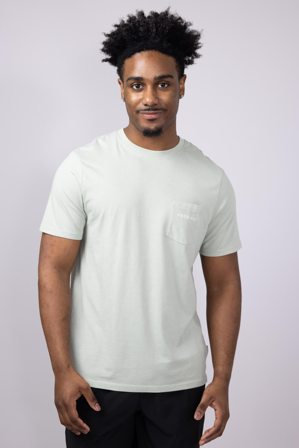 Free Fly Channel Markers Pocket T-Shirt for Men in Heather Desert Sage