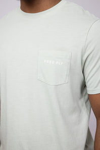 Free Fly Channel Markers Pocket T-Shirt for Men in Heather Desert Sage