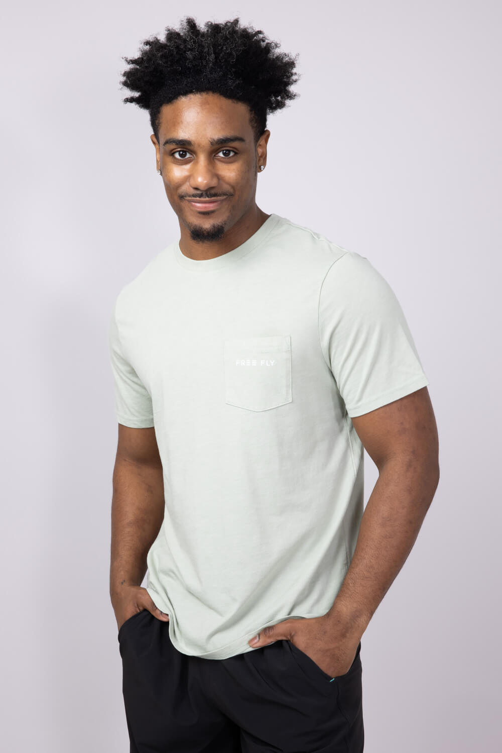 Free Fly Channel Markers Pocket T-Shirt for Men in Heather Desert Sage