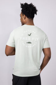 Free Fly Channel Markers Pocket T-Shirt for Men in Heather Desert Sage