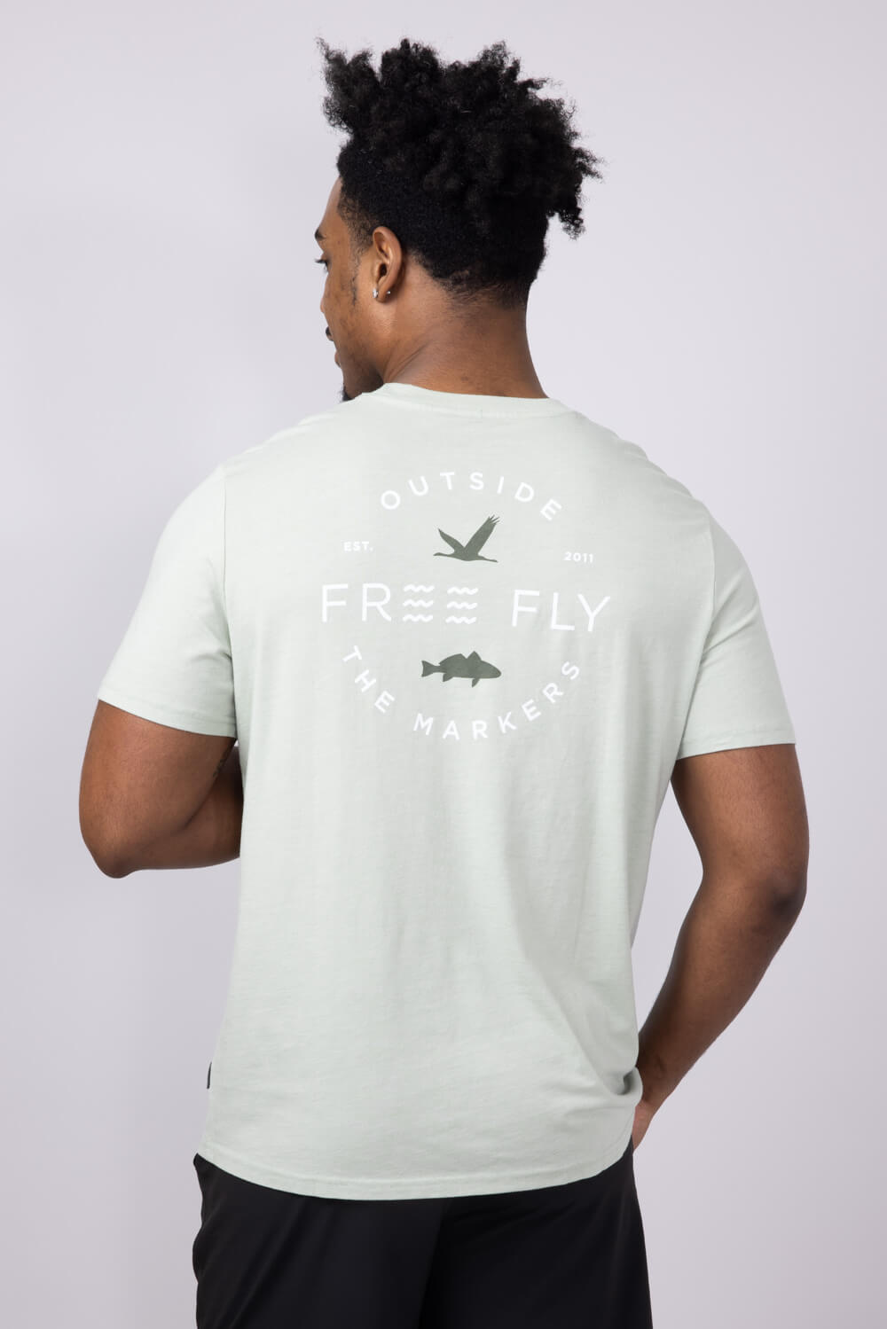 Free Fly Channel Markers Pocket T-Shirt for Men in Heather Desert Sage