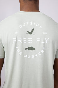Free Fly Channel Markers Pocket T-Shirt for Men in Heather Desert Sage