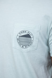 Free Fly Slow & Steady Pocket T-Shirt for Men in Heather Ocean Mist