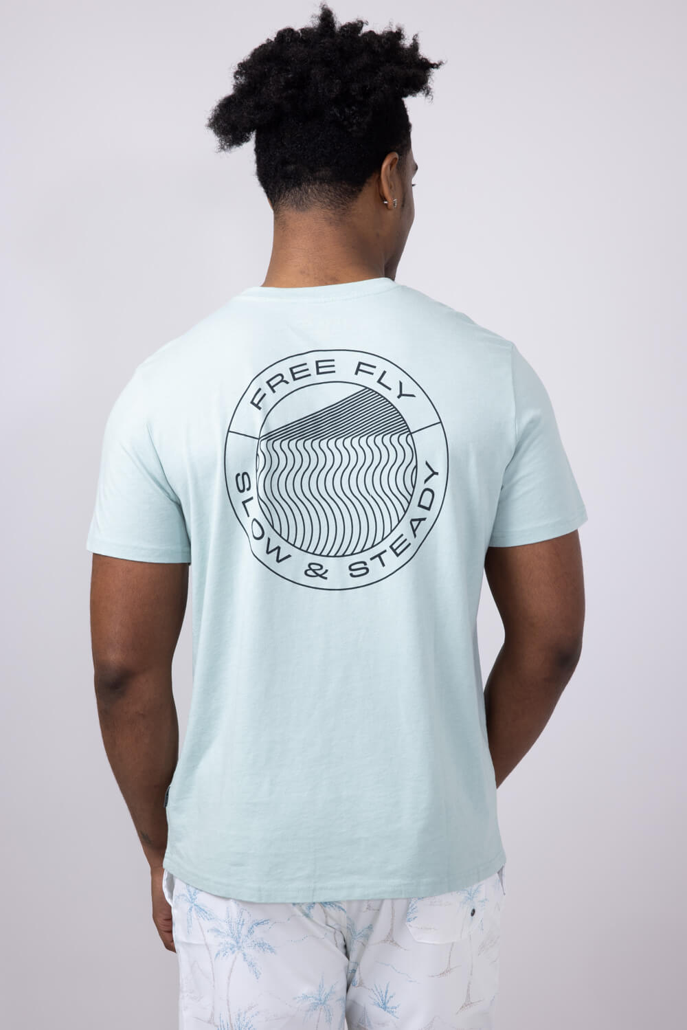 Free Fly Slow & Steady Pocket T-Shirt for Men in Heather Ocean Mist