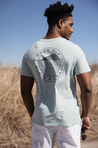 Free Fly Slow & Steady Pocket T-Shirt for Men in Heather Ocean Mist