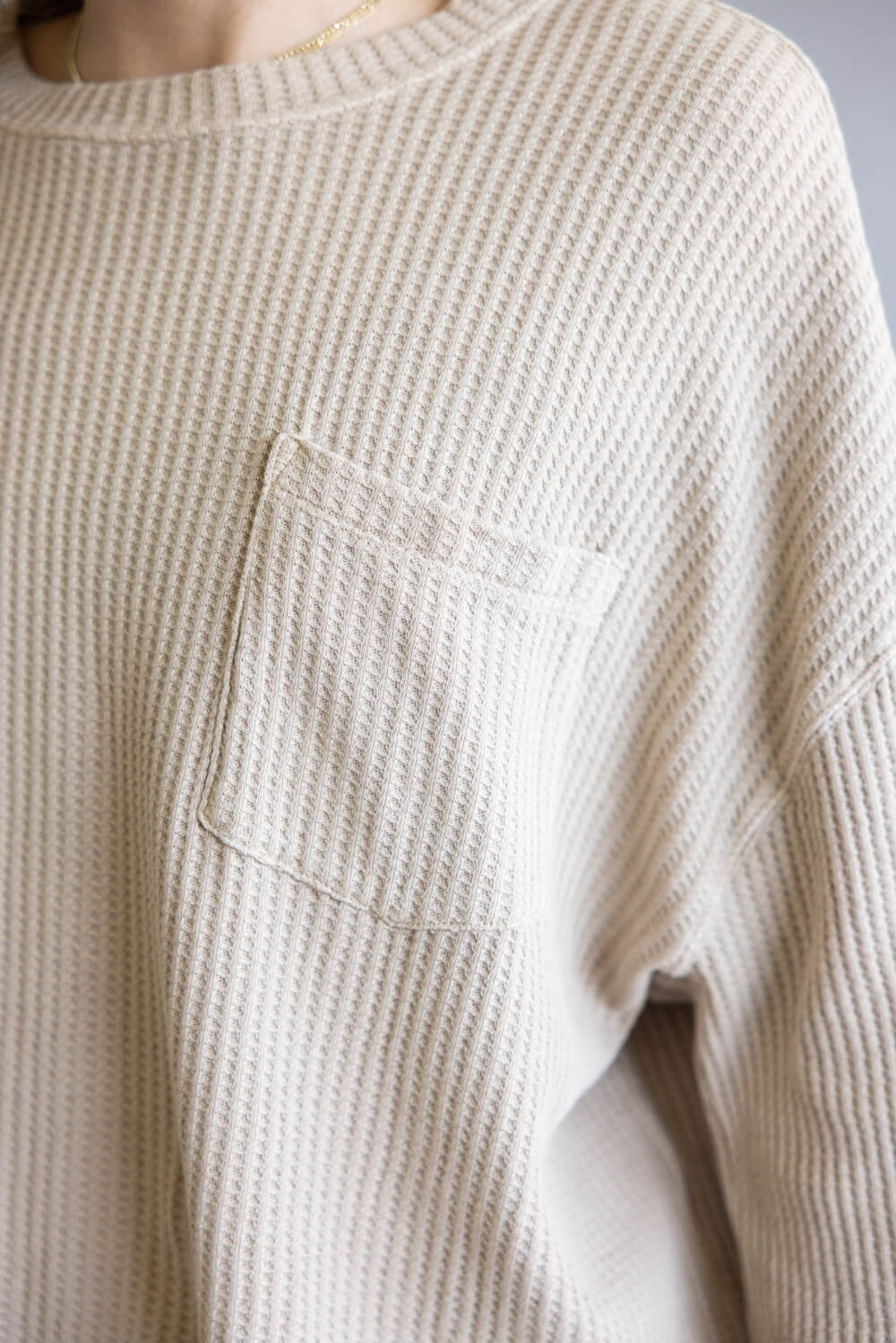 Free People Dawson Pocket Thermal Top for Women in Smooth Stone