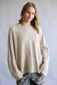 Free People Dawson Pocket Thermal Top for Women in Smooth Stone