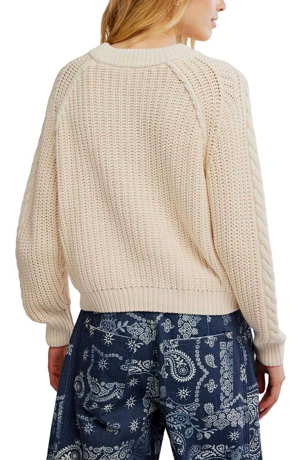 Free People Frankie Cable Sweater for Women in Buttercream