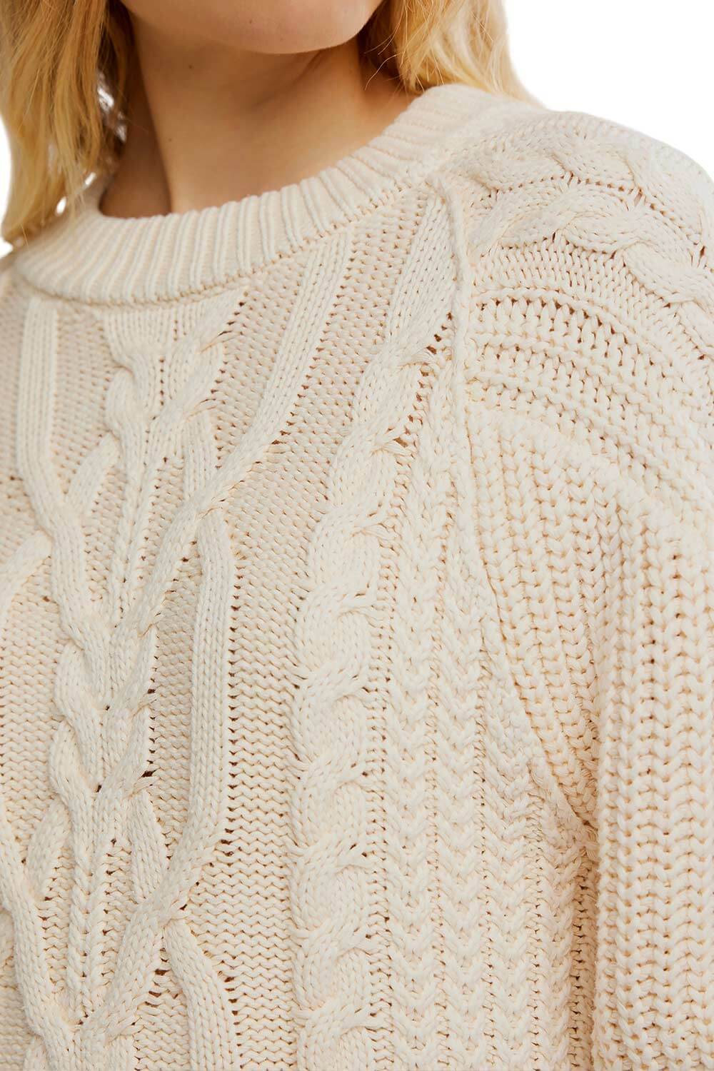 Free People Frankie Cable Sweater for Women in Buttercream