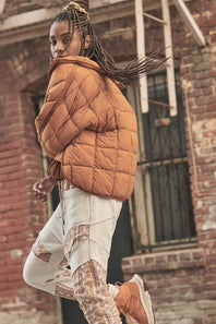 FP Movement Pippa Packable Puffer Jacket for Women in Twig Brown