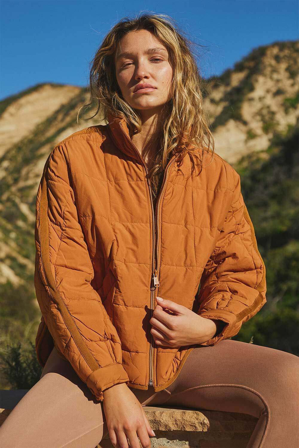 FP Movement Pippa Packable Puffer Jacket for Women in Twig Brown