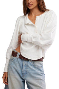 Free People We The Free Quinn Thermal Shirt for Women in Ivory