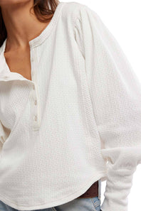 Free People We The Free Quinn Thermal Shirt for Women in Ivory