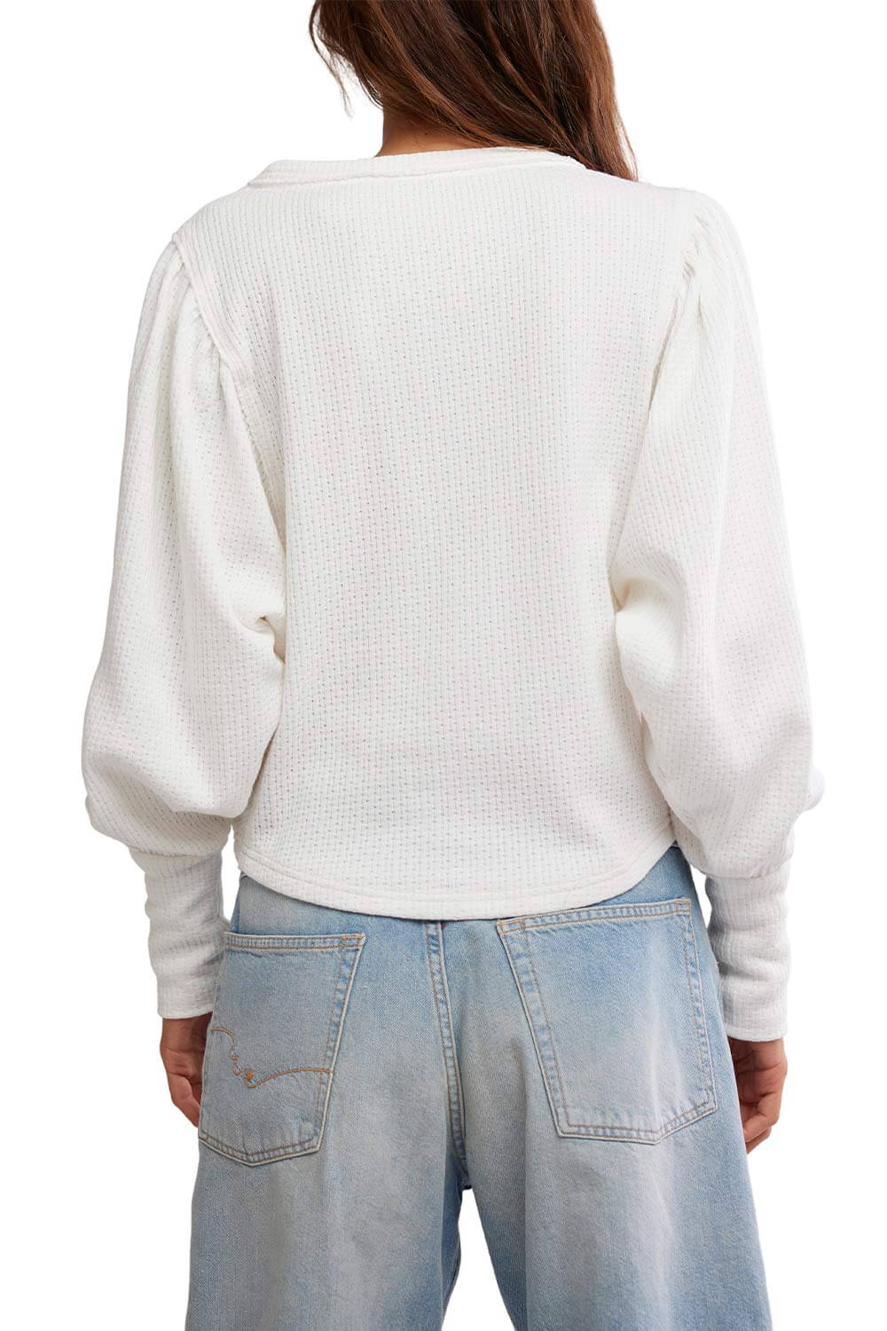 Free People We The Free Quinn Thermal Shirt for Women in Ivory