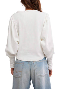 Free People We The Free Quinn Thermal Shirt for Women in Ivory