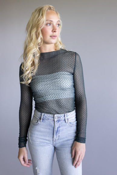 Free People Intimately Minding My Own Business Sheer Layering Top for Women in Oil Green
