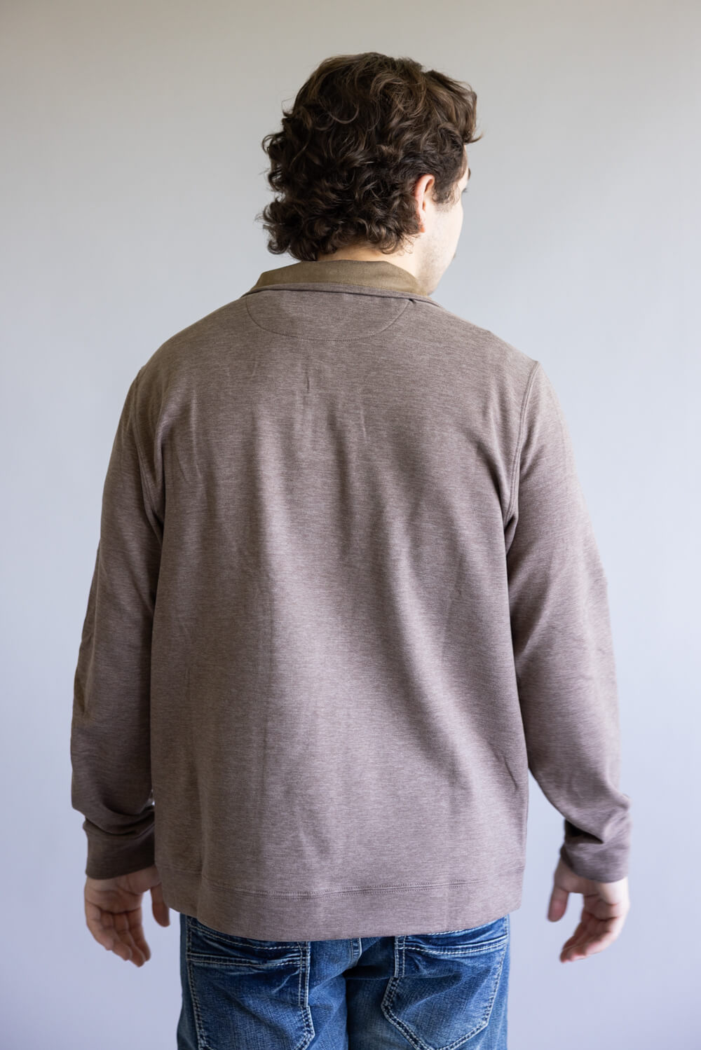 Quarter Zip Neck Sweater for Men in Tan