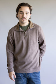 Quarter Zip Neck Sweater for Men in Tan