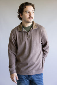 Quarter Zip Neck Sweater for Men in Tan