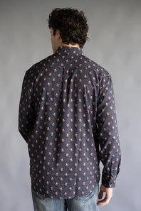 Santa With Drink Button Up Shirt for Men in Black