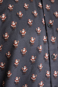 Santa With Drink Button Up Shirt for Men in Black