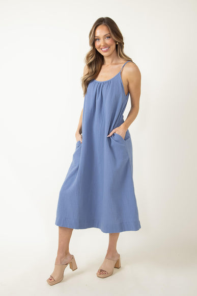 Gauze Maxi Dress for Women in Blue