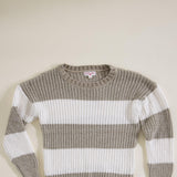 Youth Rugby Striped Sweater for Girls in Stone Ivory