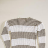 Youth Rugby Striped Sweater for Girls in Stone Ivory