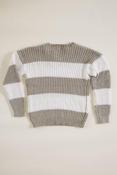 Youth Rugby Striped Sweater for Girls in Stone Ivory