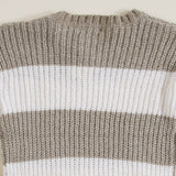 Youth Rugby Striped Sweater for Girls in Stone Ivory