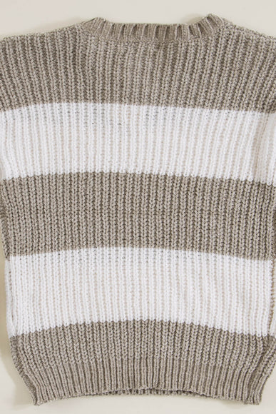 Youth Rugby Striped Sweater for Girls in Stone Ivory