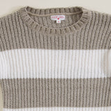 Youth Rugby Striped Sweater for Girls in Stone Ivory
