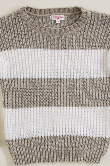 Youth Rugby Striped Sweater for Girls in Stone Ivory