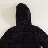 Youth Cire Twill Hooded Puffer Jacket for Girls in Black
