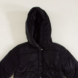 Youth Cire Twill Hooded Puffer Jacket for Girls in Black