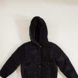 Youth Cire Twill Hooded Puffer Jacket for Girls in Black