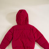 Youth Cire Twill Hooded Puffer Jacket for Girls in Raspberry