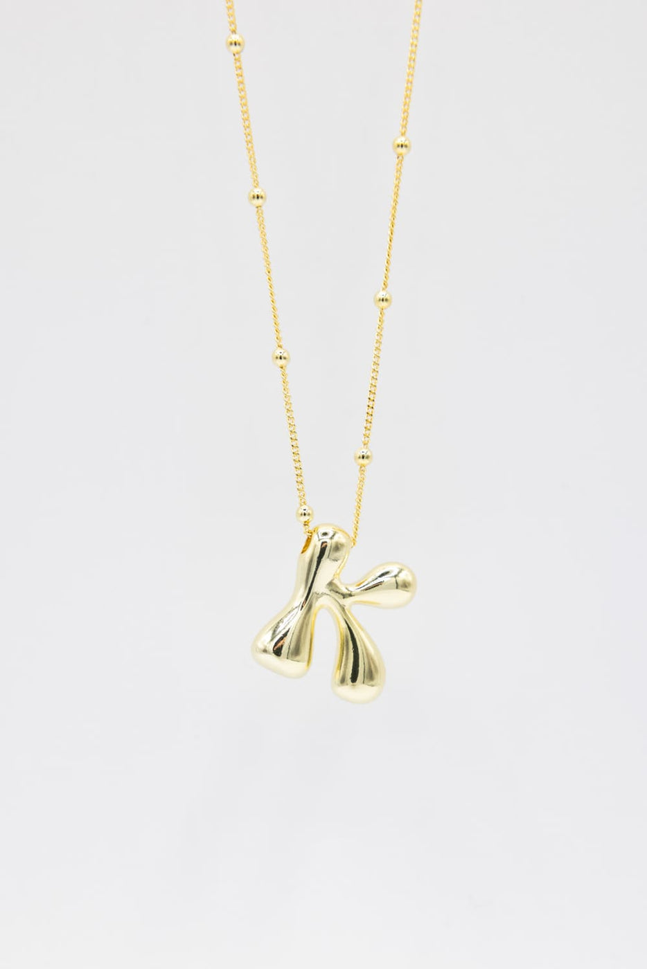 Gold Bubble Letter Initial “K” Necklace | KCN1105GD-K – Glik's