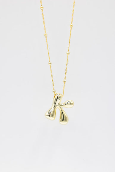 Gold Bubble Letter Initial “K” Necklace