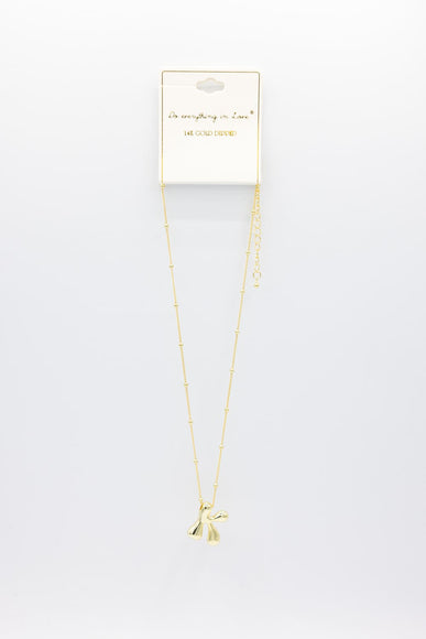 Gold Bubble Letter Initial “K” Necklace