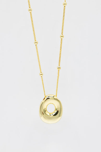 Gold Bubble Letter Initial “O” Necklace